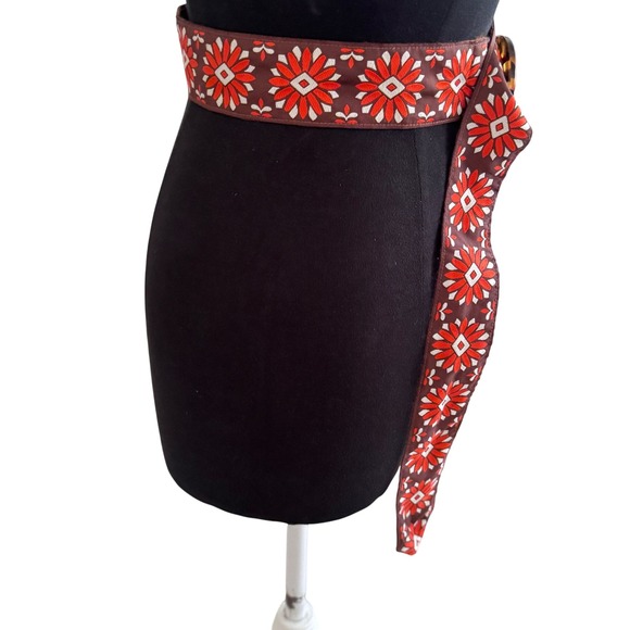 Vintage Fabric Handmade Sash Belt Brown Orange White Tortoise‎ Resin Buckle 44" - Picture 6 of 9
